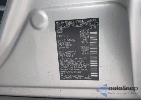 2020 Nissan Rogue Sv Fwd из США, поврежденный, VIN KNMAT2MT6LP504365